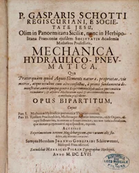 Frontispice av Mechanica Hydraulico Pneumatica av Gaspar Schott