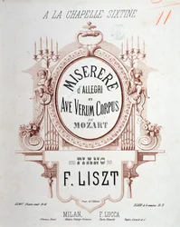 Frontispice av Miserere av Allegri och Ave verum corpus av Mozart, transkriberad av Liszt för piano (1865)