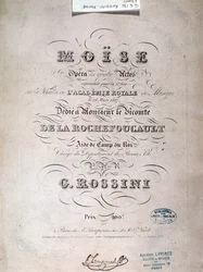 Frontispice av musikmusik av Moses i Egypten av Gioacchino Rossini
