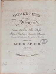 Frontispice av musikaliska partitur av ouvertyren Alruna av Louis Spohr