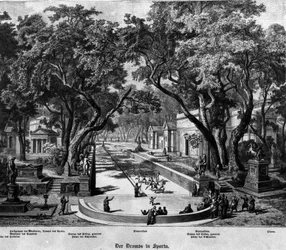 Spel i Sparta (Grekland) under antiken. 1800-talsgravyr.