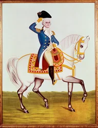 General Washington på sin vita häst (akvarell)