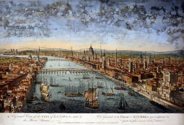 Allmän vy över staden London som inkluderar den närmaste delen av Themsen. 1800.