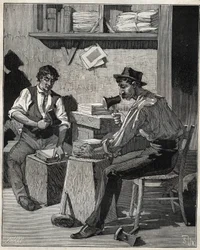 Guldvisp. Gravyr från 1885 i "" Les arts et metiers illustres"" av Adolphe BITARD.