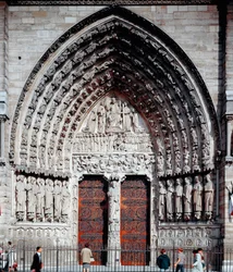 Gotisk konst: centralportalen till katedralen Notre Dame de Paris