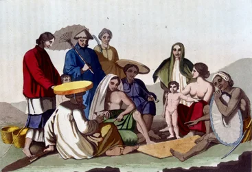 Grupp kineser. Paris bibliotek för dekorativ konst, antik och modern kostym