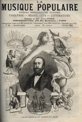 Gustave Nadaud (1820-1893), fransk låtskrivare och hans sånger - gravering i "La musique populaire""" berömda veckotidning - 1882