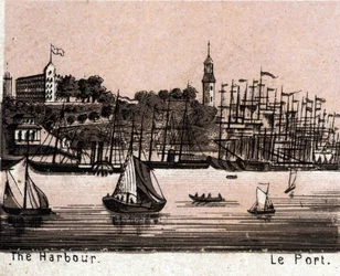 Hamburg (Hamburg), Tyskland: utsikt över hamnen (hamnen, hamnen). i "" Världen illustrerar 168 vyer"" Odaterat (slutet av 1800-talet)