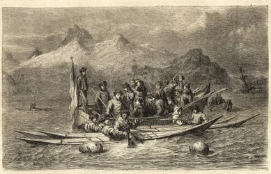 Harp Seal Hunt - Säljakt på Grönland - Gravyr från "" The Illustrous Universe"" 1866