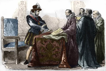 Henri IV (1553 - 1610) undertecknade Edit of Nantes den 13 april 1598.
