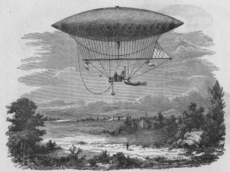 Henry Giffard testar en 44 meter lång ångaerostat. I "Album of Science", Editions Jouvet