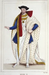 Henrik II, kung av Frankrike (1519 - 1559) gravyr från 1830