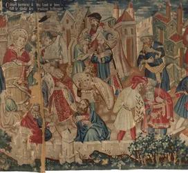 Historia om Saint Piat och Saint Eleuthère, scen 4: Hirineus förstör Tournai-folkets idol