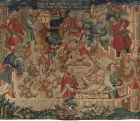 Historia om Saint Piat och Saint Eleuthère, Scen 5: Hur helgonet Piat grundade Vår Fru-kyrkan och gjorde dopfuntarna