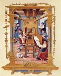 Tryckningens historia: en typografisk verkstad omkring 1530.