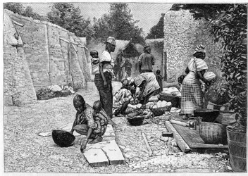 Human Zoo - etnografisk utställning av Västafrika på Champ de mars (Paris)