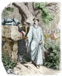 Människooffer av en gallisk druid - i "Histoire de France" av Anquetil. 1800-talet.