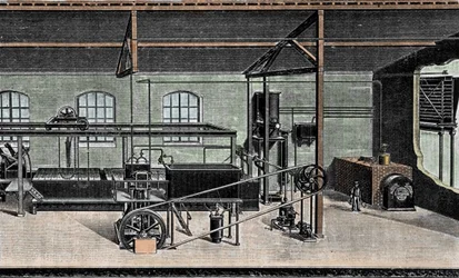 Istillverkning: tullinstallation. 1800-talsgravyr