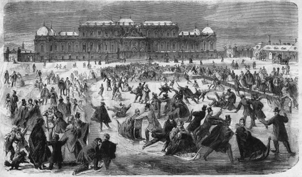 Skridskoåkning på Belvedere-torget i Wien 1864.