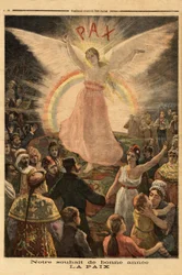 Illustration till nyårshälsningen 1894, fred för alla nationer. Gravyr i ”Le Petit Journal”, 1/01/1894. Selvas samling.
