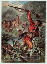 Illustration av "" läderstrumpor" av F. Cooper