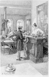 Illustration till „Rött och svart“. Stendhal. 1831. Gravyr från slutet av 1800-talet.
