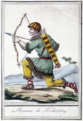 Illustration av en rysk jägare (Tschutsky) på 1800-talet.