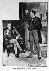 Illustration av boken Sherlock Holmes. Slutet av 1800-talet.