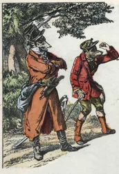 Illustration av berättelsen "God mamma får"". I "" Sagor från hemmet för de minsta"". Anonym gravyr från 1800-talet.