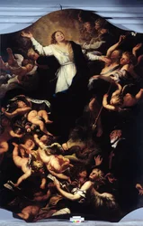 Obefläckad befruktning med St Philip Neri (målning