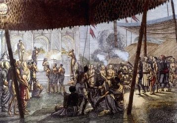 Indisk kultur och civilisation: Kärleksfest i Krishna, Indien. Gravyr 1808.