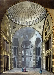Interiör av Hagia Sophia-moskén i Konstantinopel - i "Den gamla och moderna kostymen"" av Ferrario, red. Milano
