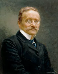 Italien, Milano, Porträtt av den italienska poeten, kompositören och librettisten Arrigo Boito (1842–1918)