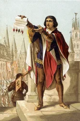 Jacob Van Artevelde. Bourgeois av Gent (1290 till 1345). kromolitografi från 1880.