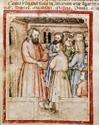 Jacob och hans tolv barn Miniatyr från codex 212 (eller Padovano Codice eller Bible of Padua) 1390-1400 Rovigo, Accademia dei Concordi