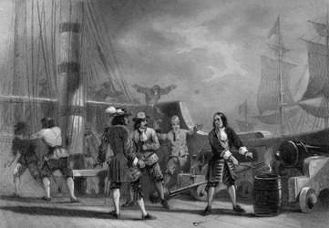 Jean Bart (1650-1702) ombord på engelska Corsair. i "" General History of the Navy "" av Van Tenac