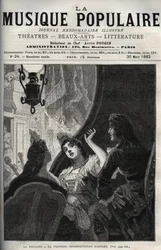 Jean de La Fontaine (Lafontaine) vid uruppförandet av operan "" Astree"" av Pascal Collasse (Colasse) (1649-1709) - gravyr i den berömda veckotidningen "La musique populaire" - 1882