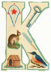 A: Insekter, drakar, kängurur, barrträd, kennlar, kungsfiskare (svart litho)