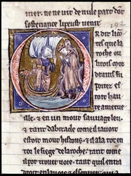 Kung Modreius. Manuskript: Erövringen av Saint Gréal, skrivet 717 år efter vår herres passion. Bibliotheque Municipale de Rennes, ms. 255 (Samling av romaner av det runda bordet); Paris