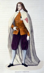 Riddare av Avisorden (eller Aviz), en portugisisk riddarorden instiftad 1147 av kung Afonso I Henriques för kampen mot morerna. Gravyr från 1800-talet.