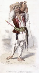 Kurdiska från Mesopotamien bär en amfor. Runt 1810-1860.