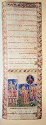 La benediction de la fontaine (Ms.724/2-Carta2) Manuskript belyst från 1100-talet. Rom, Biblioteca Casanatense