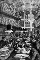 Cujas-biblioteket vid Paris Law School, gravyr i tidningen ""La jeunesse""