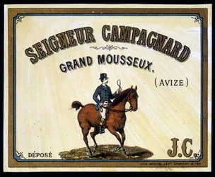 Etikett för "" Lord Campagnard - Great sparkling"" (Avize), sd. 1800-talet.