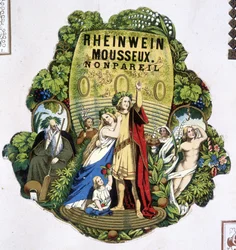 Etikett för "" Rheinwein sparkling - Monpareil", sd. 1800-talet.