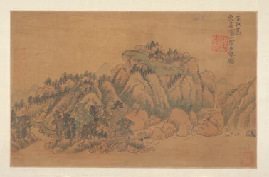 Landscape (albumblad; tusch och färg på siden)