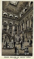 Stor trappa av den nya Operan (Opera Garnier) i Paris.