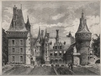Le chateau de Maintenon, Eure et Loir (Eure et Loir), Centre, Frankrike gravyr från 1800-talet