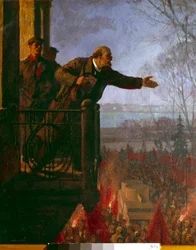 Lenin på balkongen i Csechinskaia-huset på natten, april 1917 (olja på duk)