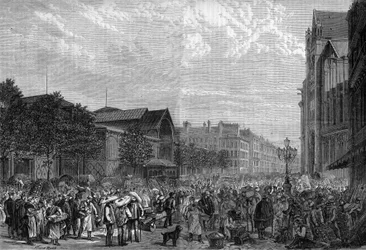 Les Halles centralt i Paris 1878.